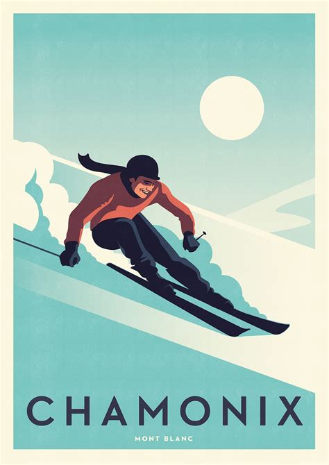 Chamonix Ski Travel Poster Vintage Ski Posters Travel Posters Chamonix