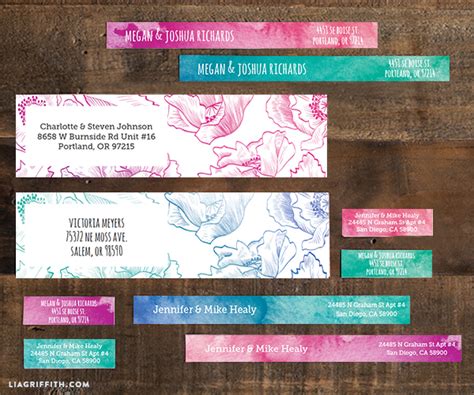Download free avery templates for address labels and shipping labels for mailing. Printable Address Labels in a Watercolor and Floral Design ...