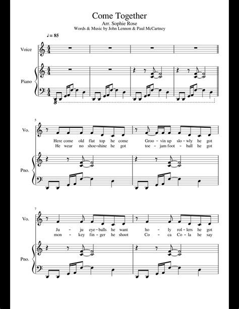 Come Together Sheet Music For Piano Voice Download Free In Pdf Or Midi