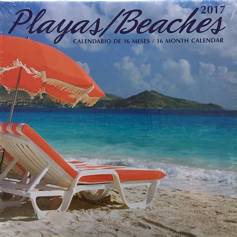 Playas Beaches 2017 Wall Calendar 16 Month Bilingual