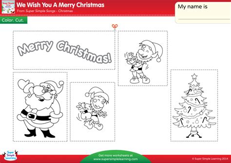 A worksheet that covers vocabulary related to the santa claus story such as reindeer and sleigh. We Wish You A Merry Christmas Worksheet - Color, Cut ...