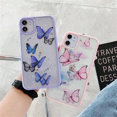 Cute Laser Purple Butterfly Phone Case For Iphone 11 Pro