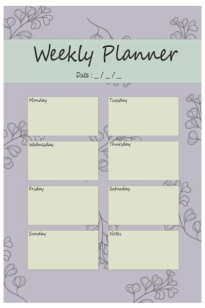 Premium Vector Aesthetic Weekly Planner Journal Template