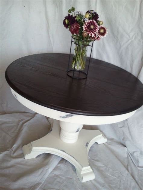 For a painted finish, any wood filler works. This, That and Life: Creamy White Round Pedestal Table ...