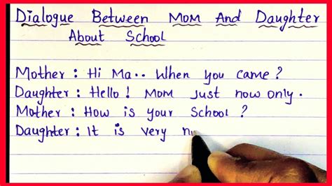 Dialogue Between Mom And Daughter About School In English Youtube