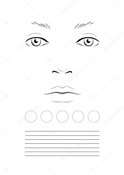Face Chart Makeup Artist Blank Template Vector Illustration Premium
