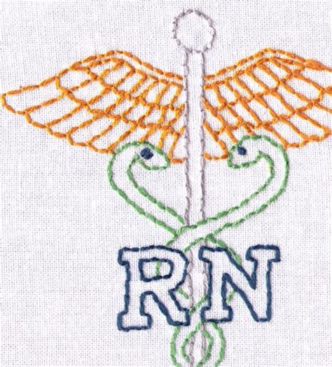 Nurse Hand Embroidery Pattern Rn Medical Personal Badge Registered