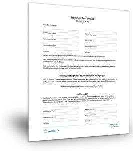 Nach der bestätigung setzen wir uns schnellstmöglich mit ihnen in verbindung! Berliner Testament Muster Vorlage - Patientenverfügung ...