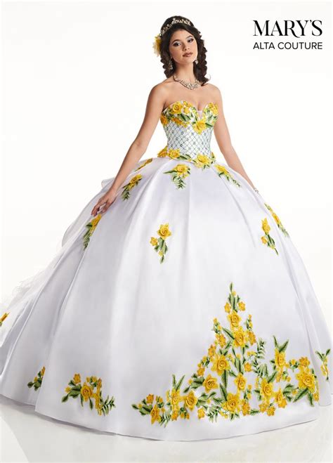 Floral Applique Quinceañera Dress By Alta Couture Style Mq3033