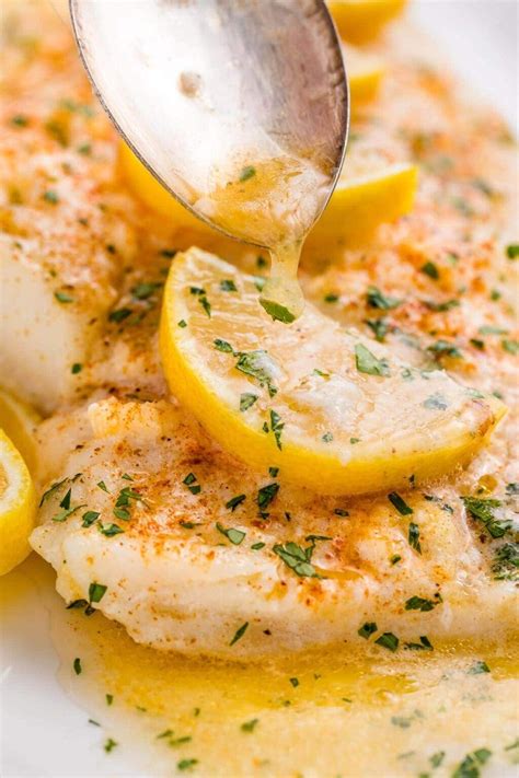 Baked Fish With Lemon Garlic Butter Sauce 40 Aprons