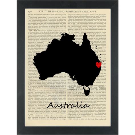 Australia Map Dictionary Art Print Page Turner
