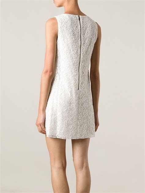 Alice Olivia Beaded Lace Shift Dress In White Lyst