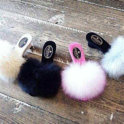 Foofoo Fluffy Mule Luxurious Hand Made Fur Slippers For Women With 4