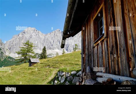 Rustic Wooden Alpine Cabin By Foot Of Dachstein Mountain In Alpine