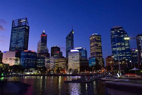 Skyline Of Perth At Night In Australia Image Free Stock Photo