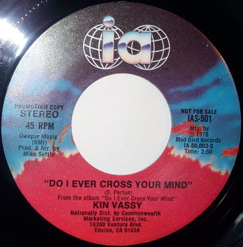 Kin Vassy Do I Ever Cross Your Mind 1978 Vinyl Discogs
