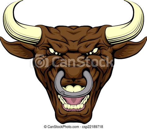 Bull Character Face An Illustration Of A Tough Looking Bull Animal
