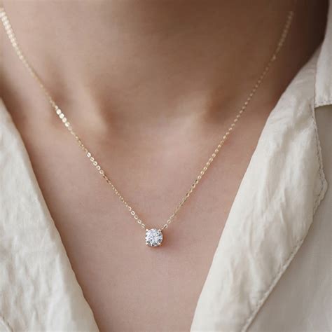 14k Gold Diamond Necklace Attached Diamond On Chain Diamond Etsy Uk
