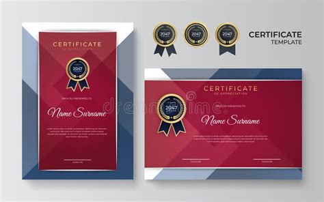 Plantilla De Certificado De Diploma De Azul Y Oro Elegante Stock De
