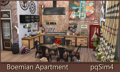 Sims 4 Ccs The Best Bohemian Apartment By Pqsim4