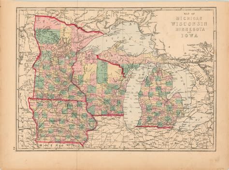 Map Of Michigan Wisconsin Minnesota And Iowa Curtis Wright Maps