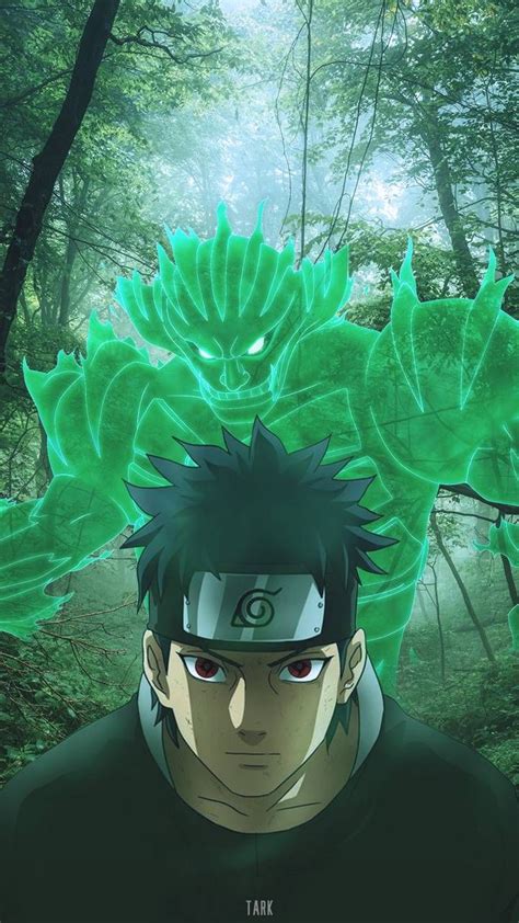 An Anime Character Standing In The Woods With Green Leaves On His Head