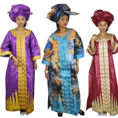 African Bazin Riche Clothing For Women Embroidery Design Long Dress