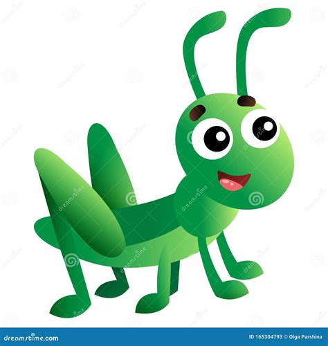 Cartoon Grasshopper On Green Leaf Vector Illustration Cartoondealer