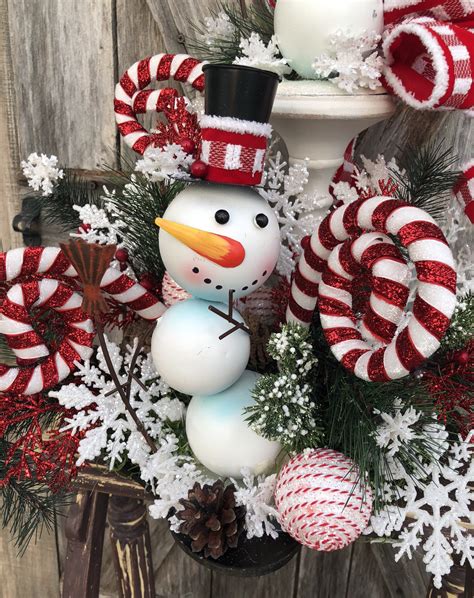 Christmas Centerpiece Christmas Floral Christmas Decor Snowman