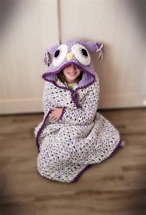 Bulky Hooded Owl Blanket Crochet Owl Hood Owl Blanket Etsy