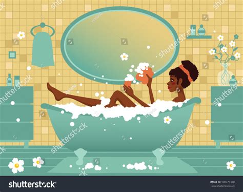 Afro Woman Taking A Relaxing Stock Vector Illustration 100770370 Shutterstock