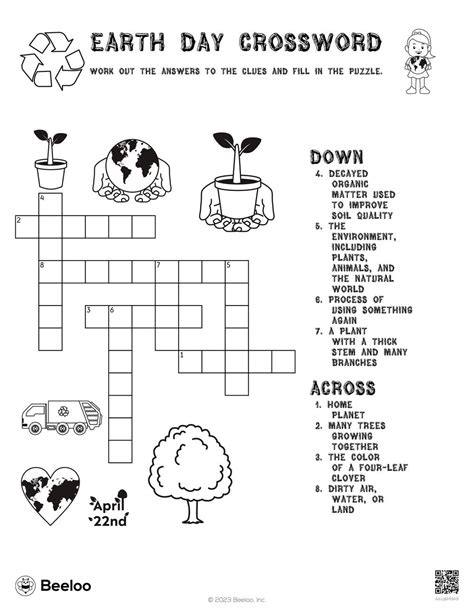 Earth Day Crossword • Beeloo Printable Crafts And Activities For Kids