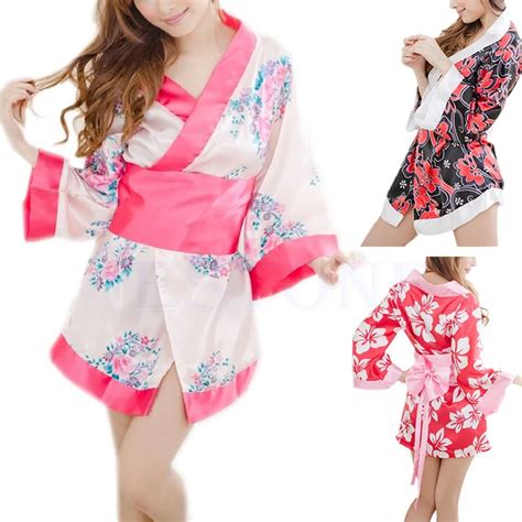 Sexy Sexy Floral Japanese Kimono Stage Sleepwear Lingerie Dress Bath Robe Paja Ma In Nightgowns