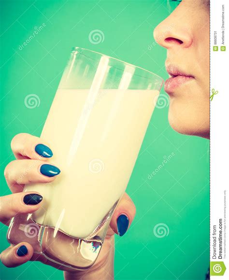 woman drinking milk from glass stock image image of morning energy 88608731