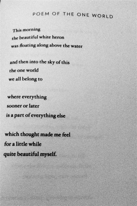 which tought made feel for a little while guite beautiful myself world by mary oliver mary