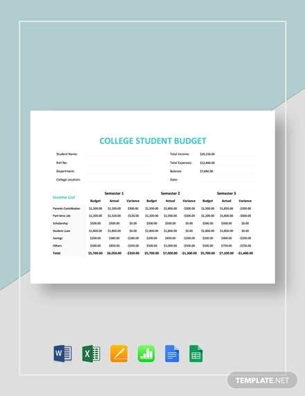 Free 12 College Student Budget Samples In Ms Word Pdf Excel
