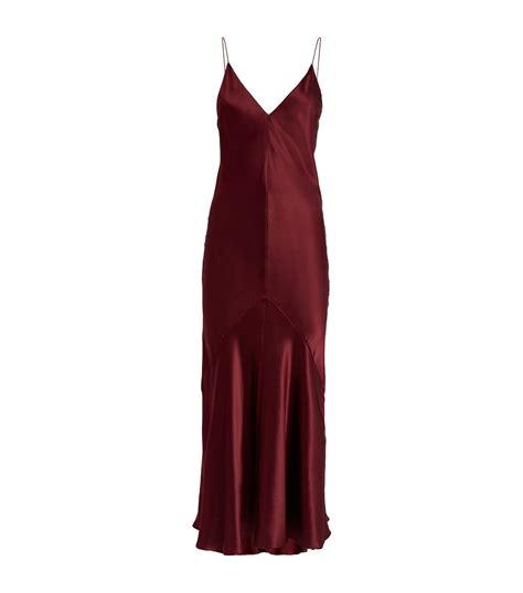 Womens Studio Amelia Burgundy Silk Slip Dress Harrods Uk