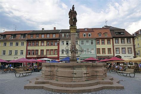 Hercules Fountain In Old Market Square Of Heidelberg Germany Photograph