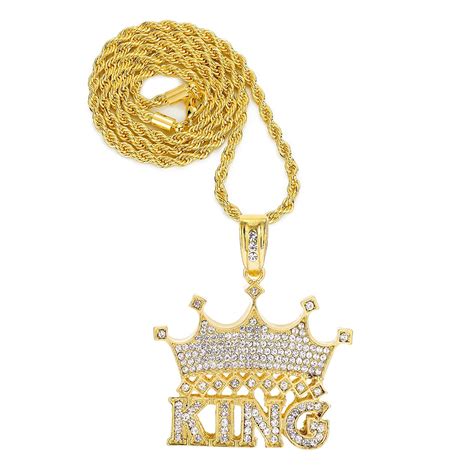 Buy Hh Bling Empire King Crown Iced Out Pendant Chains For Men Silver
