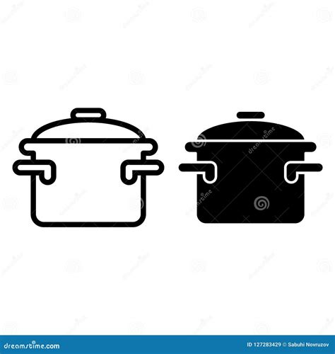 Casserole With Handles Thin Line Icon Cooking Pan Vector Illustration