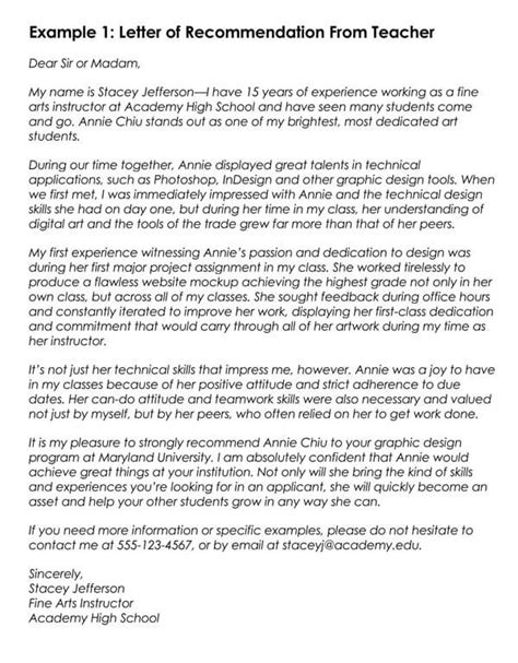 10 Best College Letter Of Recommendation Templates