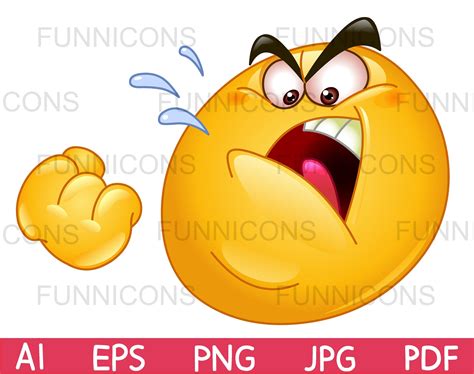 Clipart Cartoon Of A Bully Angry Emoji Emoticon Threatens With Etsy Israel Angry Emoji