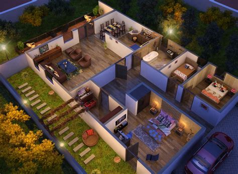 You can draw yourself, or order from our floor plan services. 3d floor plan (night mode) | Dream house exterior, House ...
