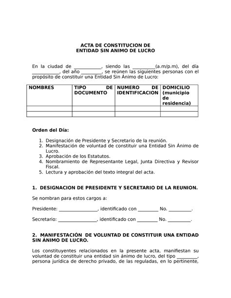 Modelo De Acta De Constitucion Del Proyecto Pdf Biene