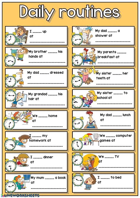 Daily Routines Worksheet What Time Do You Get Up Daily Routine Riset