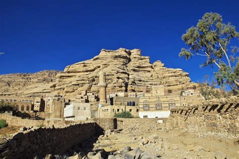 The Arab Village Close Dar Al Hajar Rock Palace Sanaa In Yemen Stock