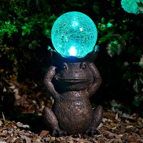 Frog Garden Statue With Solar Lantern Vcuteka Solar Lantern Outdoor