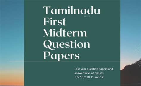 Tn Classes 6 To 12 First Midterm Exam Previous Question Papers For All