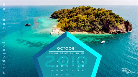 Maybe you would like to learn more about one of these? October 2019 HD 5 x Calendar Desktop Wallpaper Ocean & Beaches - 18-22 | Words Just for You ...