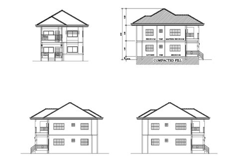 Residential Building Elevation Drawing In Dwg Autocad File Cadbull Layarkaca Lk